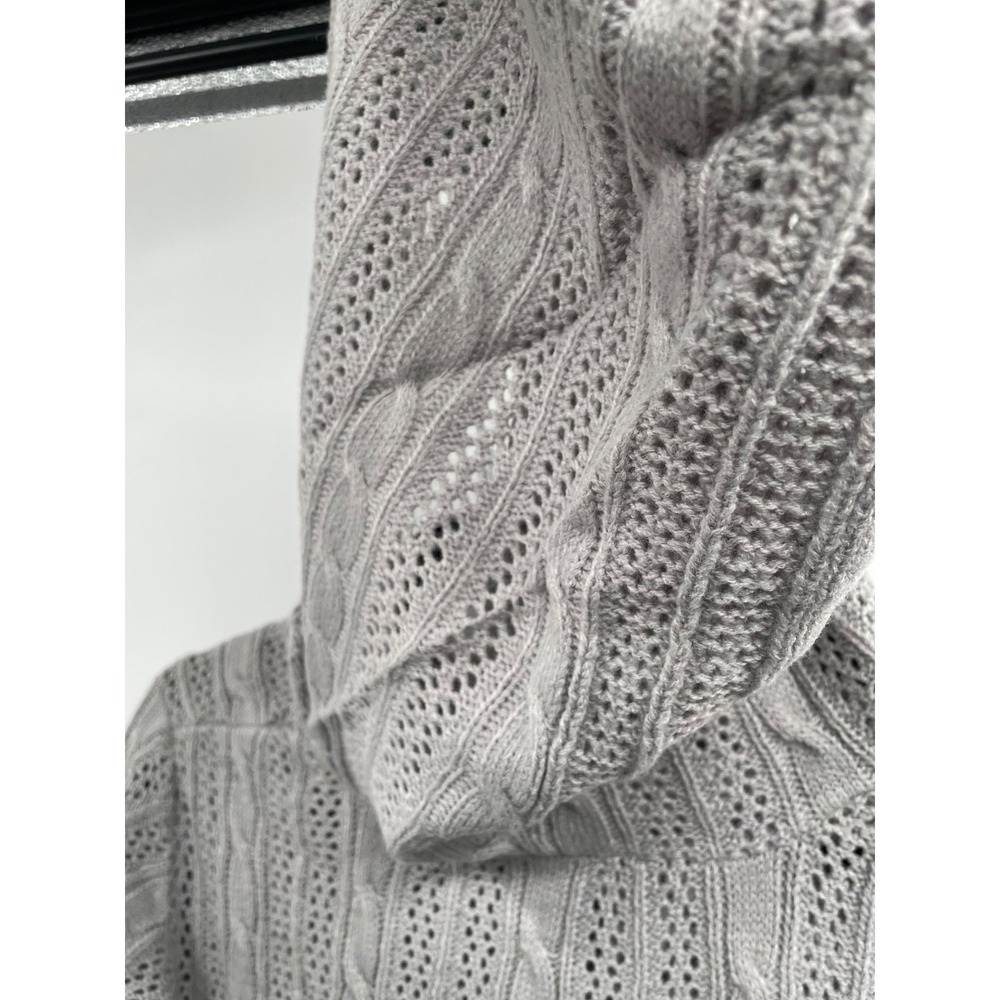 Ashley Stewart Cardigan Women's 22/24 Alloy Cable Knit Full Zip Hooded Cozy NWT - Picture 4 of 12